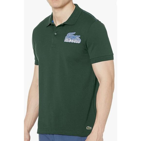 Lacoste Mens Contemporary Collections Regular Fit Graphic Polo Green S